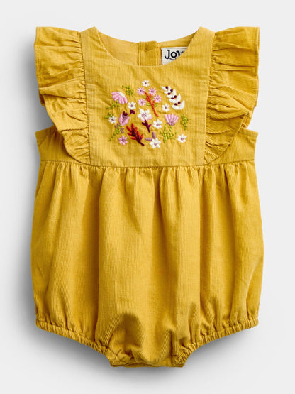 JoJo Maman Bébé Ochre Yellow Floral 3-Piece Romper Set image 4