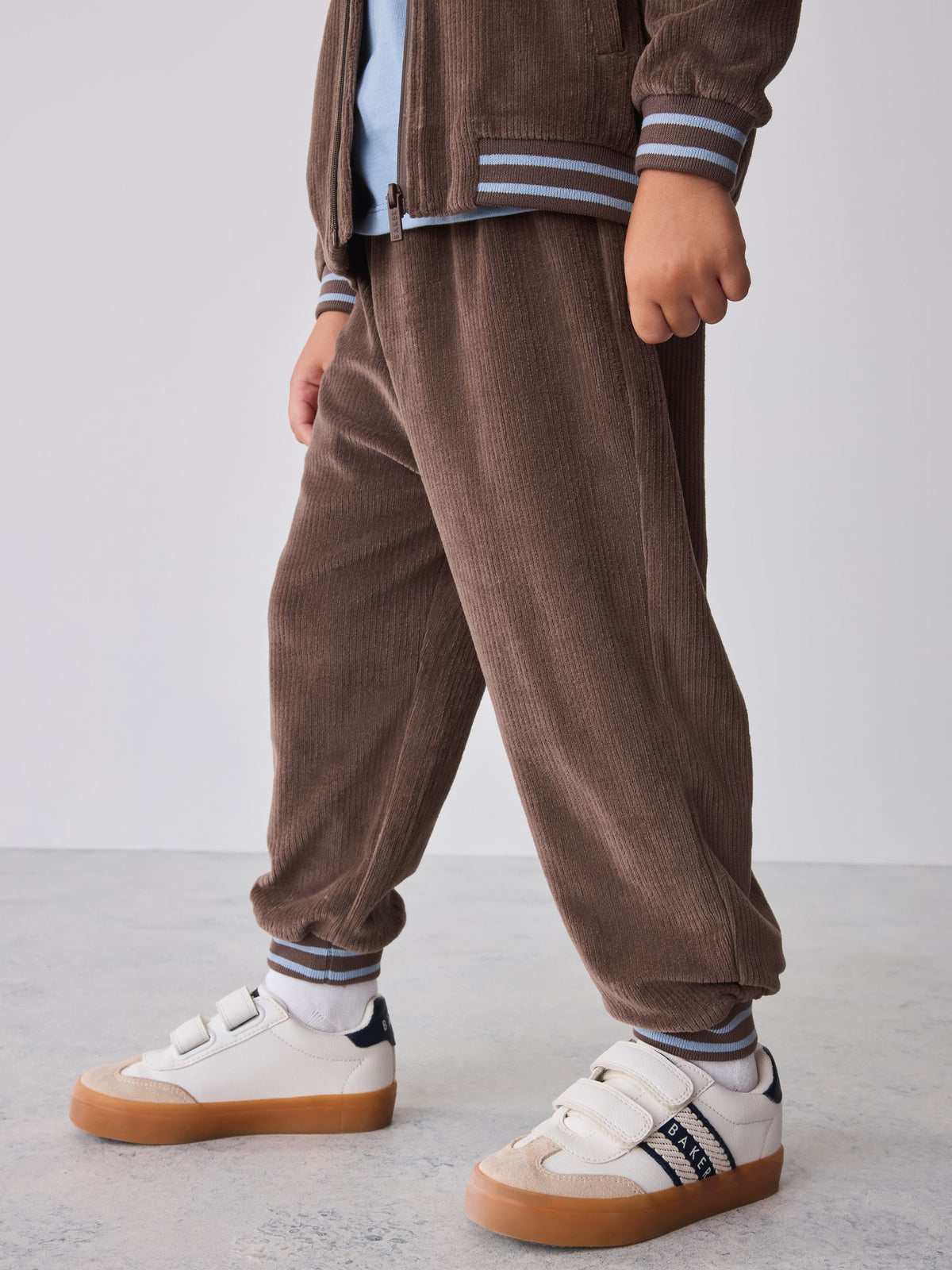 Baker by Ted Baker Brown 3 Piece Cord Jacket Blue T-Shirt and Joggers Set - image 3