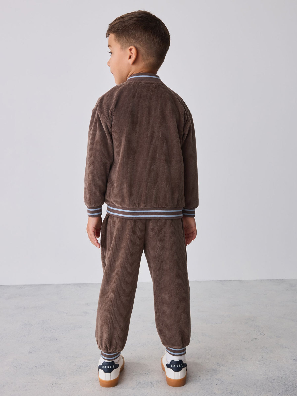 Baker by Ted Baker Brown 3 Piece Cord Jacket Blue T-Shirt and Joggers Set - image 4