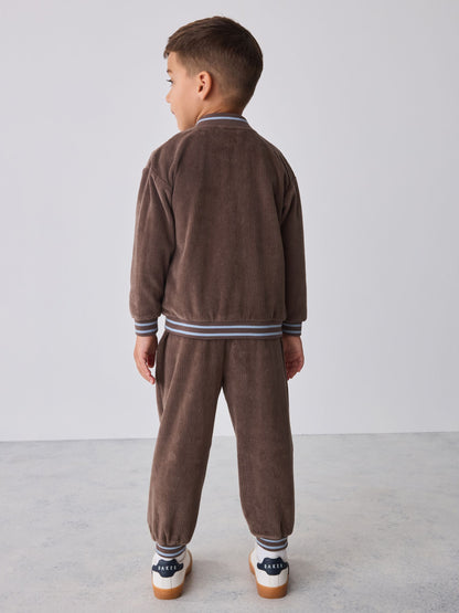 Baker by Ted Baker Brown 3 Piece Cord Jacket Blue T-Shirt and Joggers Set - image 4