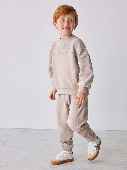 Dsiney Kidz - Baker by Ted Baker Stone Textured Sweatshirt and Joggers Set image 2