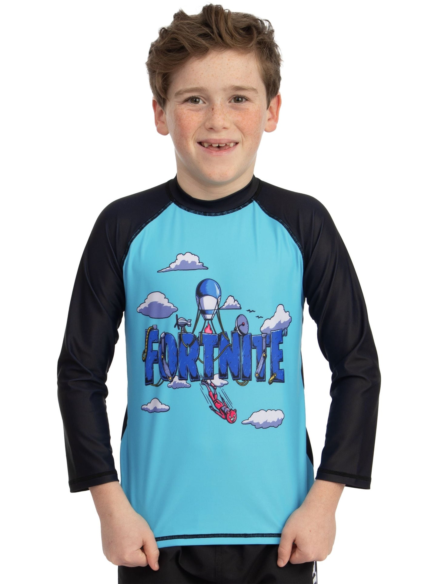 Character Blue Fortnite Long Sleeve Rash Guard And Swim Shorts Set image 6