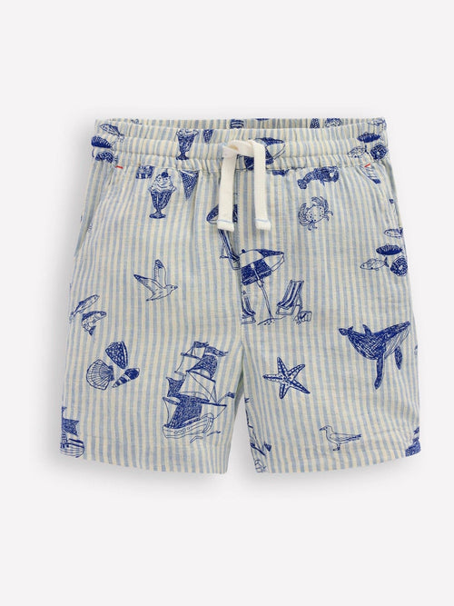 Boden Blue Cotton Linen Blend Shorts image 1