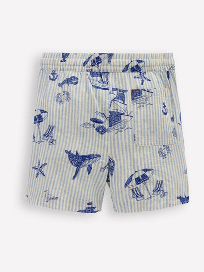 Dsiney Kidz - Boden Blue Cotton Linen Blend Shorts image 2
