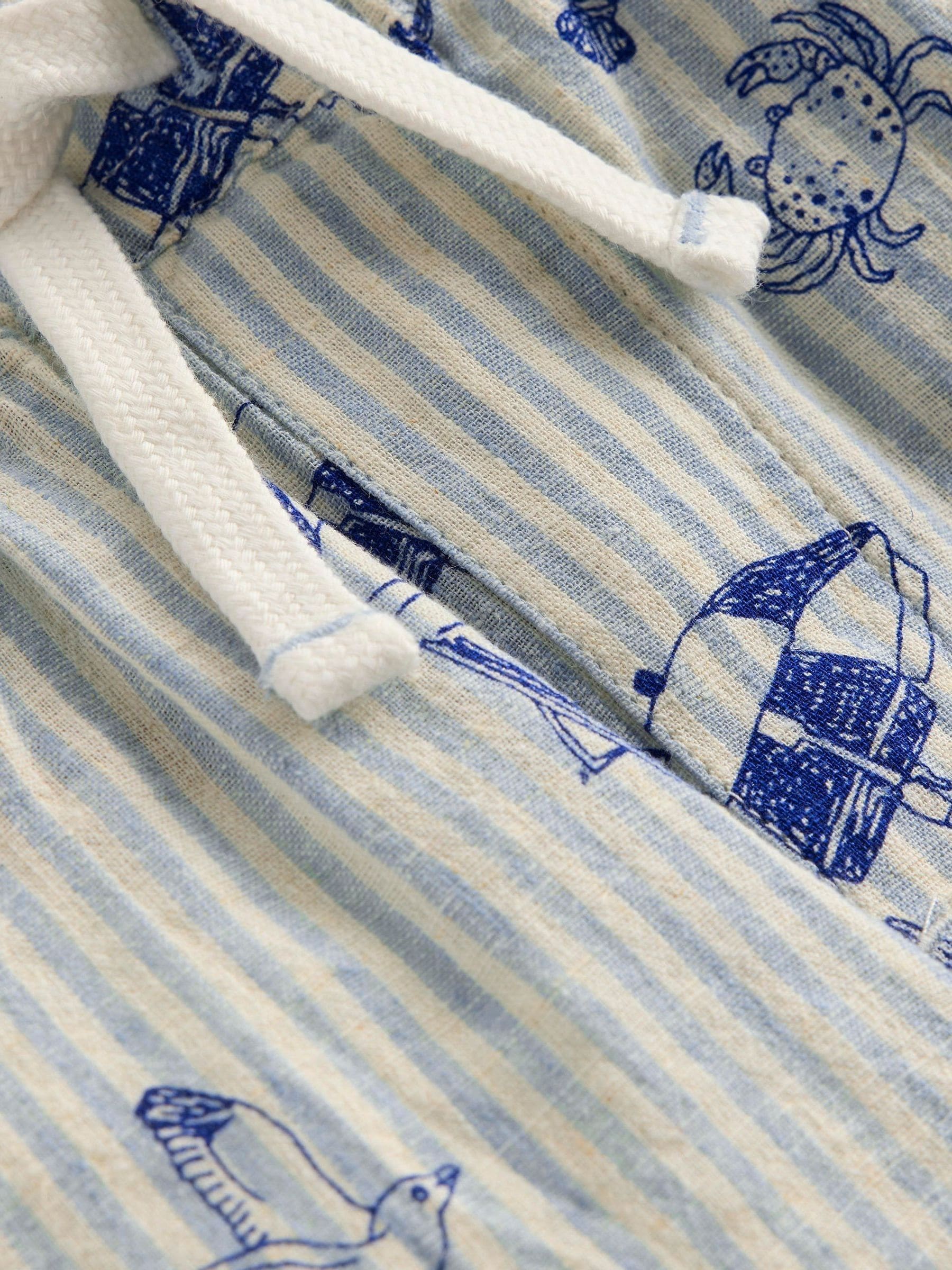 Dsiney Kidz - Boden Blue Cotton Linen Blend Shorts image 3