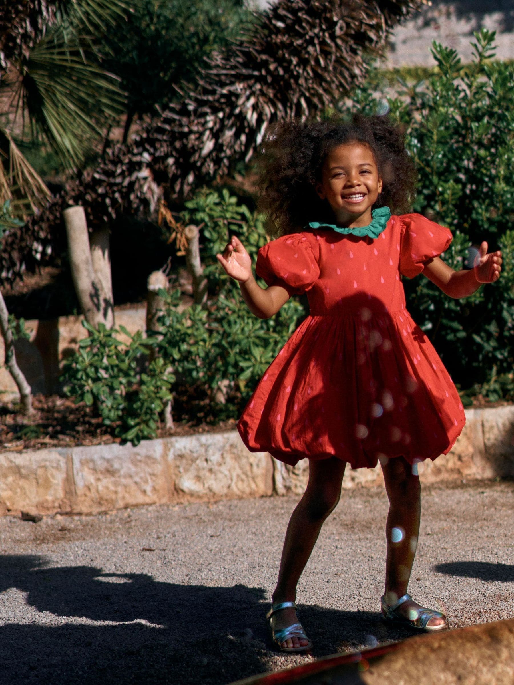 Boden Red Bubble Hem Dress image 1