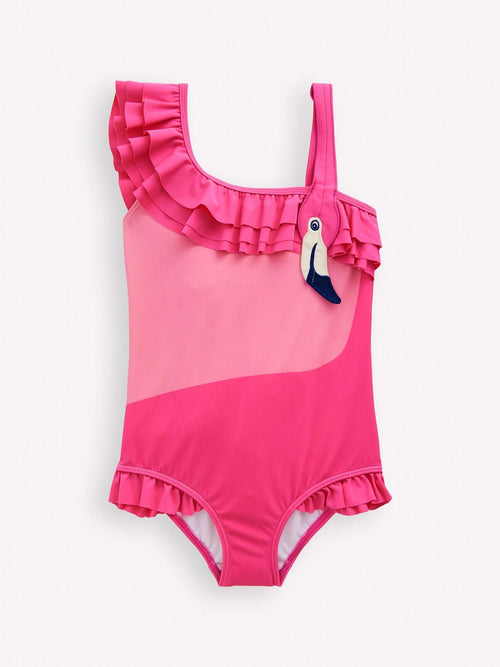 Boden Pink One Shoulder Appliqué Swimsuit image 1