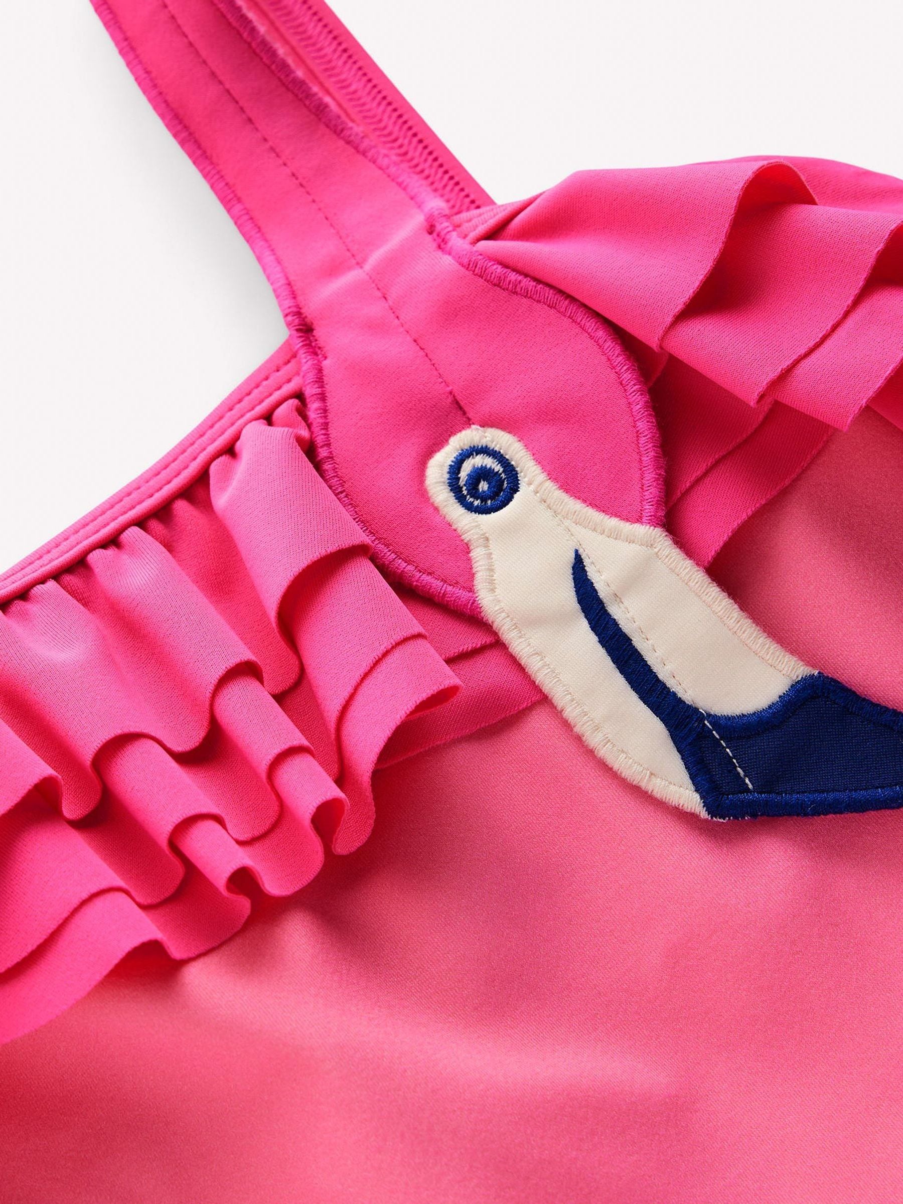 Boden Pink One Shoulder Appliqué Swimsuit image 3
