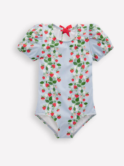 Boden Blue Puff Sleeve Swimsuit image 1