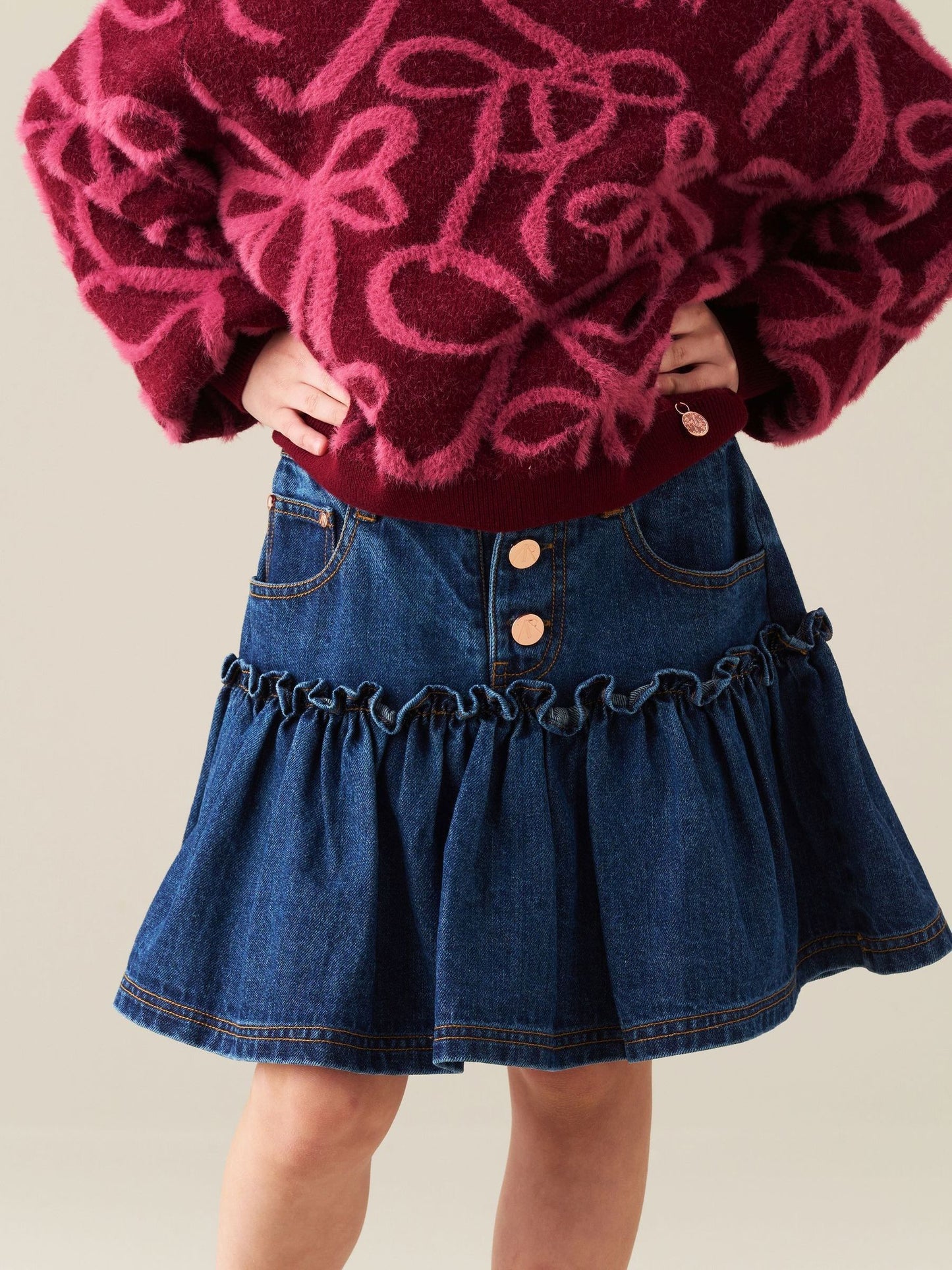 Dsiney Kidz - Angel & Rocket Blue Neomie Denim Scalloped Skirt image 3