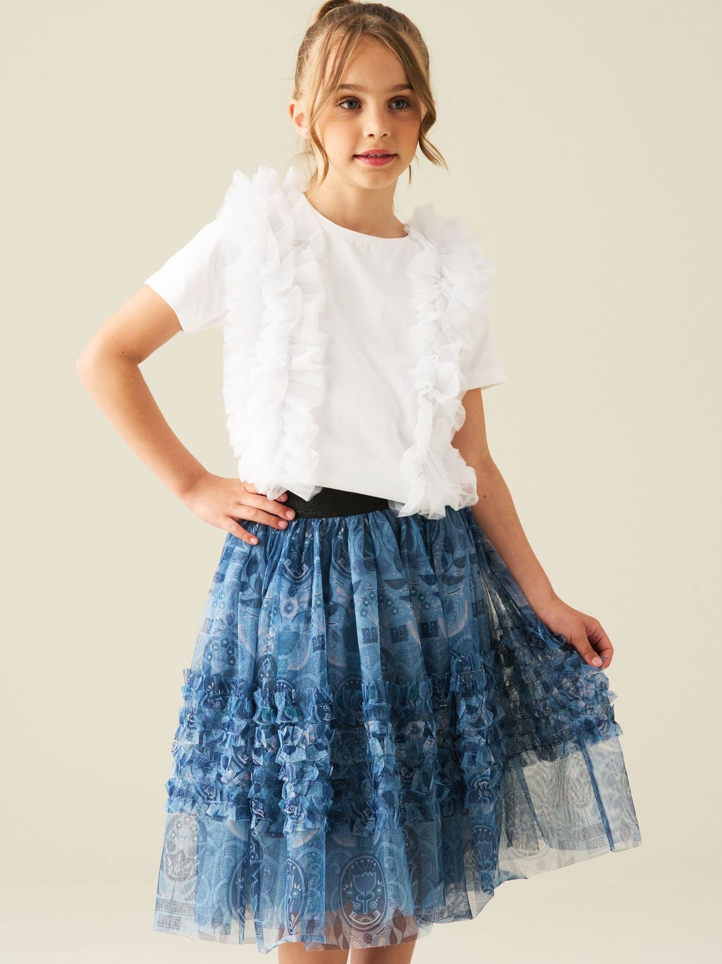 Dsiney Kidz - Angel & Rocket Blue Isabelle Mesh Print Skirt image 1