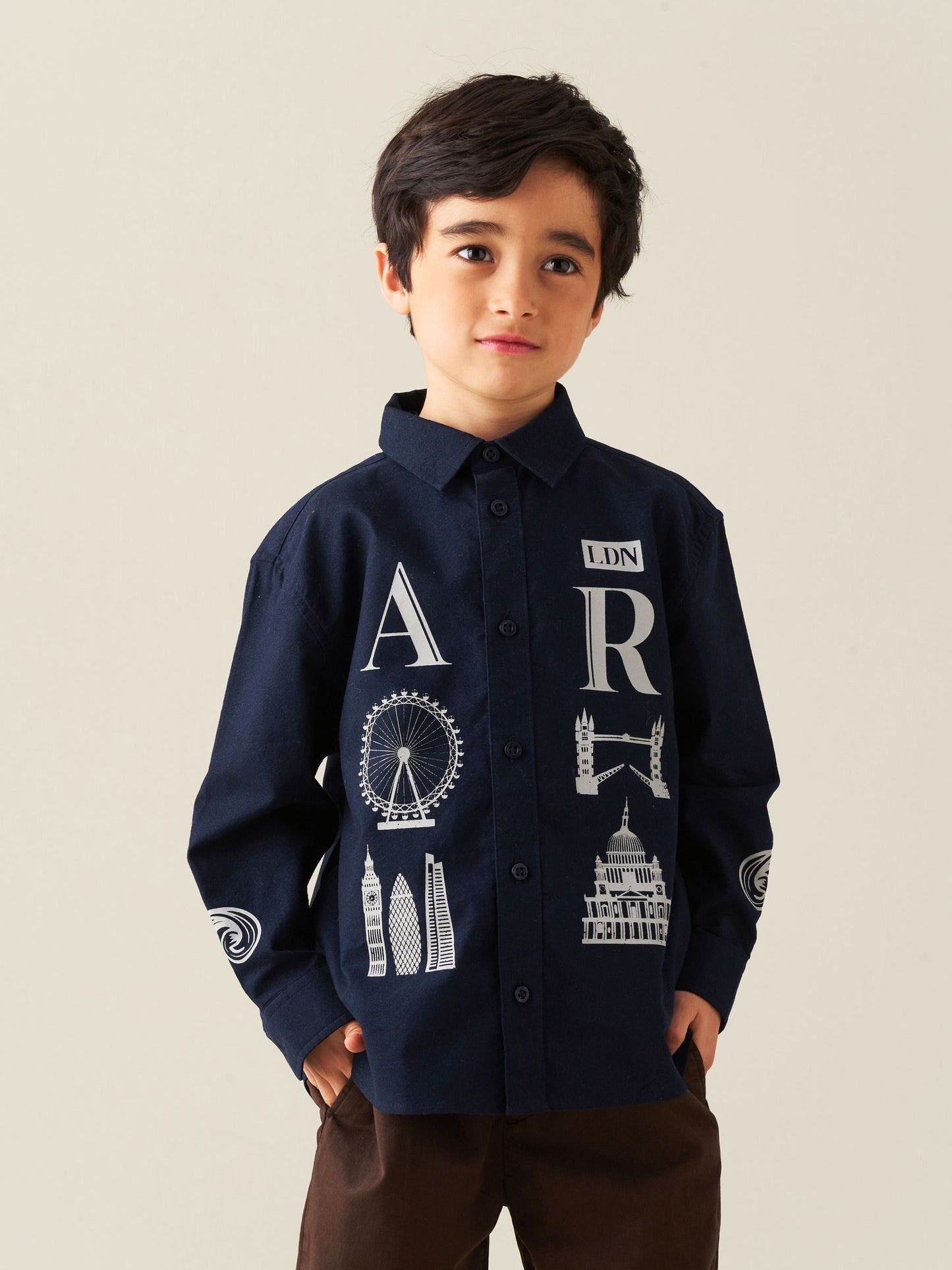 Dsiney Kidz - Angel & Rocket Blue Neo Oversized City Print Shirt image 1