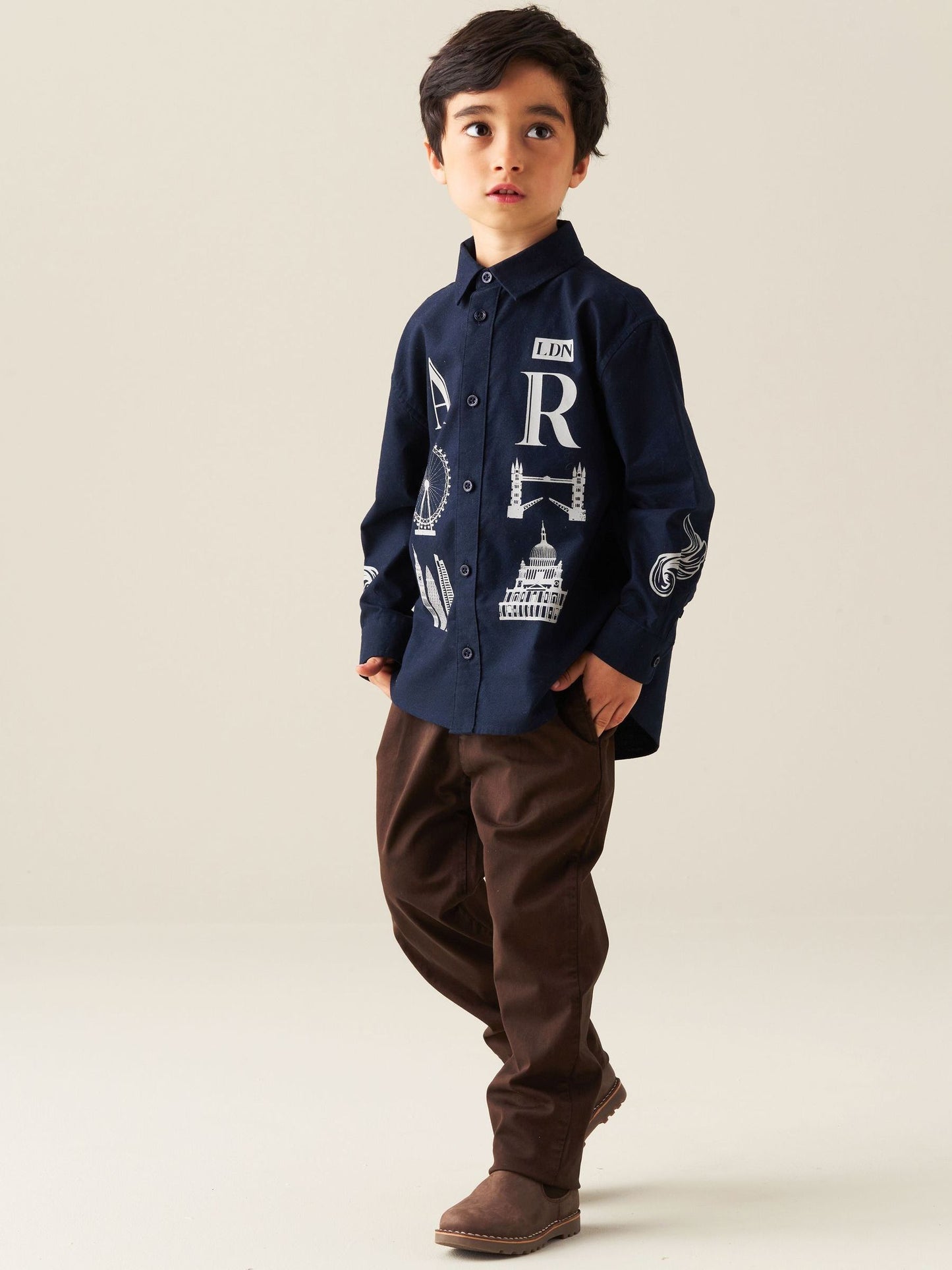 Dsiney Kidz - Angel & Rocket Blue Neo Oversized City Print Shirt image 3