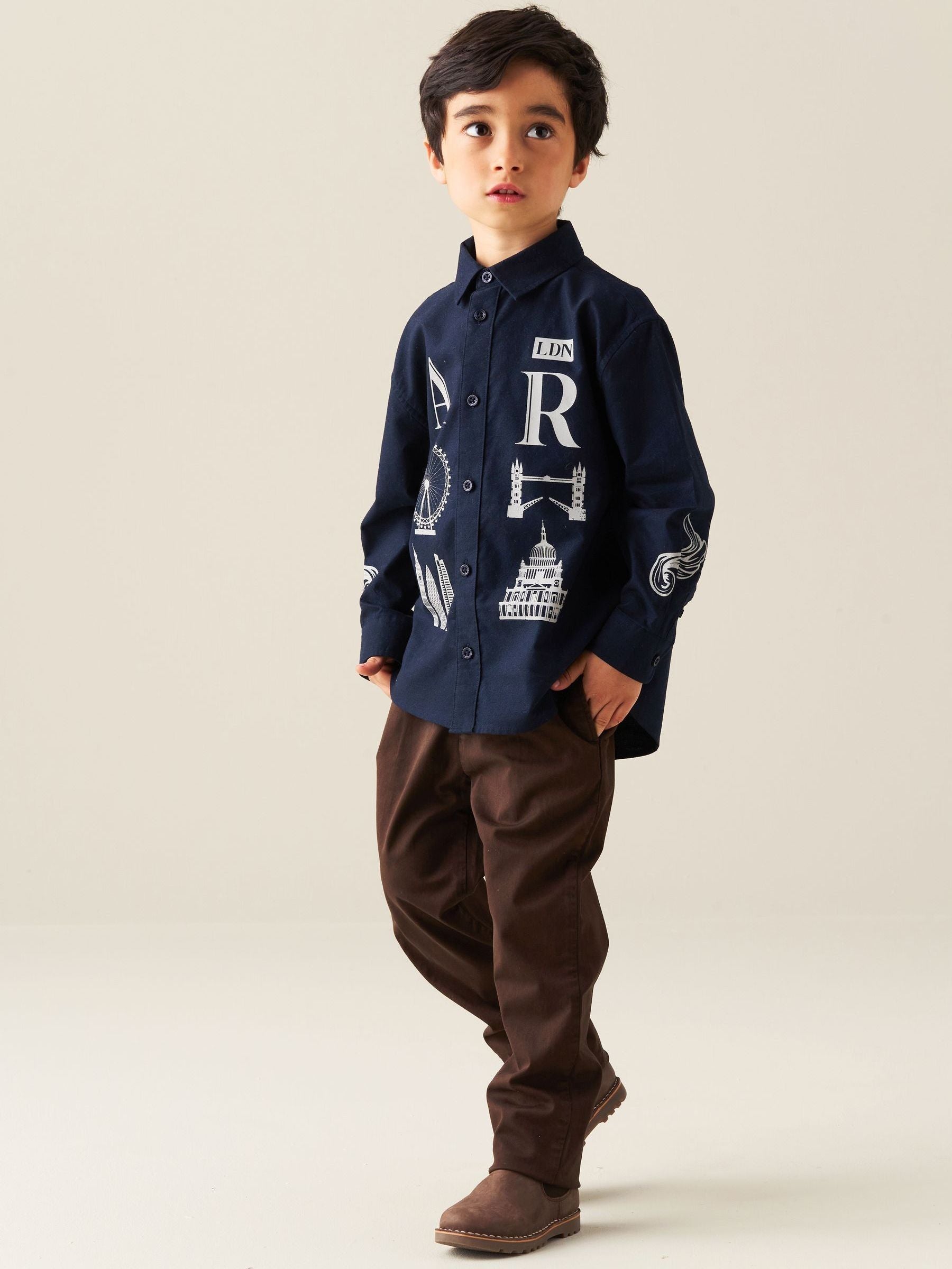 Dsiney Kidz - Angel & Rocket Blue Neo Oversized City Print Shirt image 3