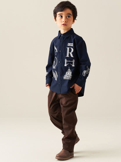 Dsiney Kidz - Angel & Rocket Blue Neo Oversized City Print Shirt image 3