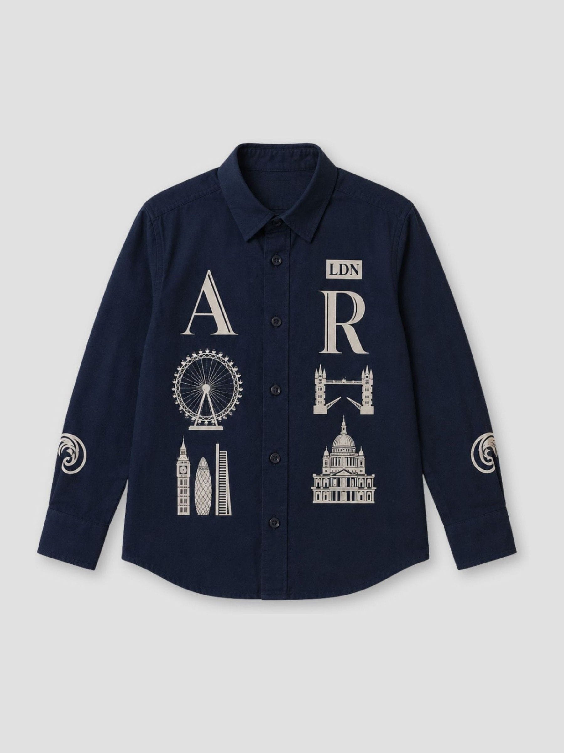 Dsiney Kidz - Angel & Rocket Blue Neo Oversized City Print Shirt image 5