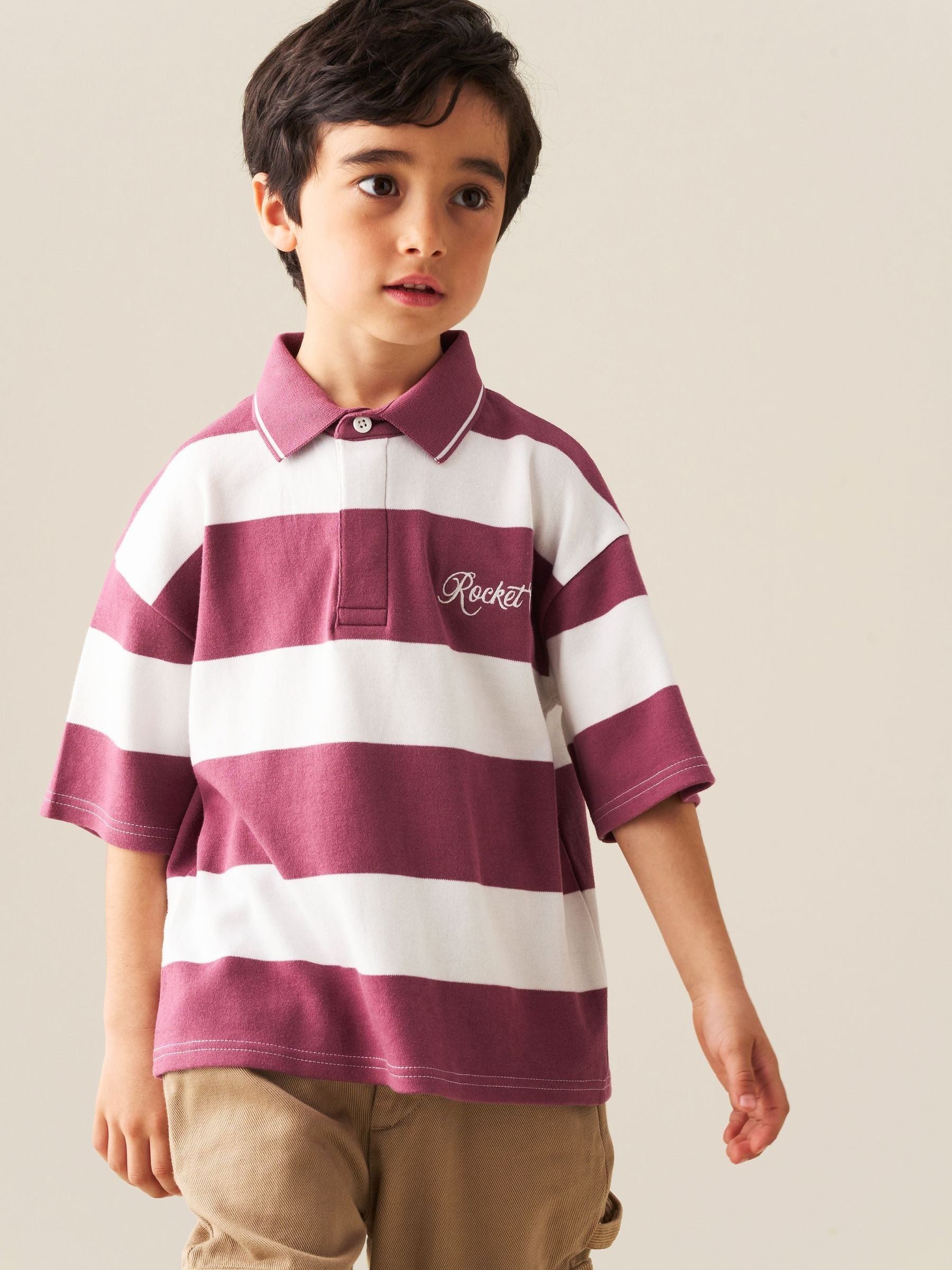 Dsiney Kidz - Angel & Rocket Red Rudy Striped Rugby Shirt image 1