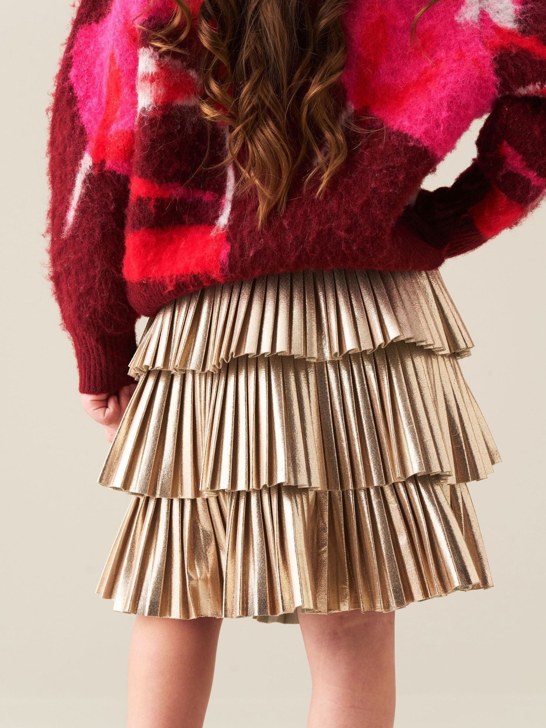Dsiney Kidz - Angel & Rocket Gold Lucile Metallic Pleated Rara Skirt image 3