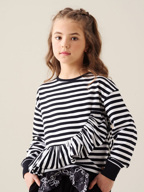 Dsiney Kidz - Angel & Rocket Black Marley Peplum Stripe T-Shirt image 1