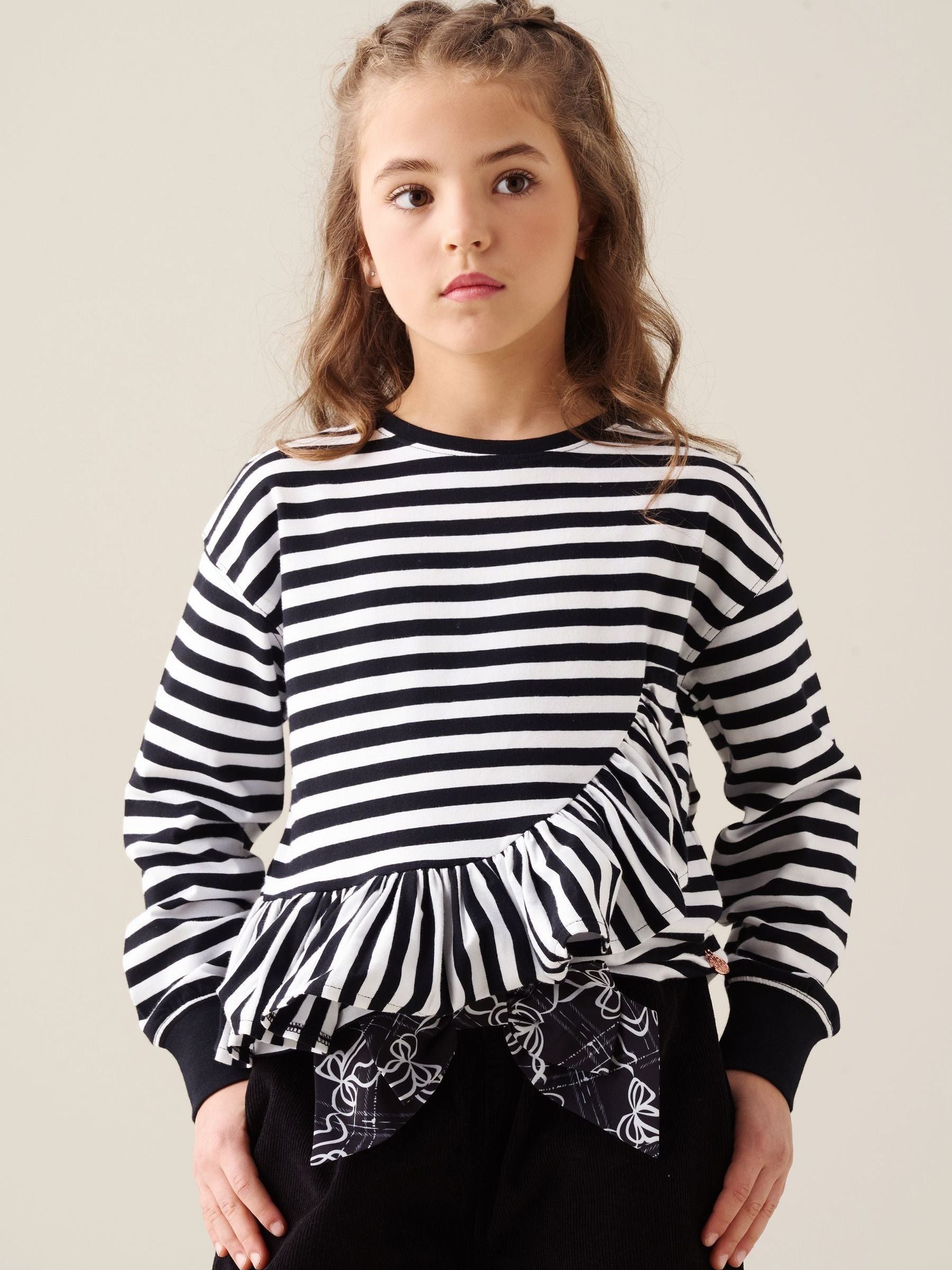 Dsiney Kidz - Angel & Rocket Black Marley Peplum Stripe T-Shirt image 4