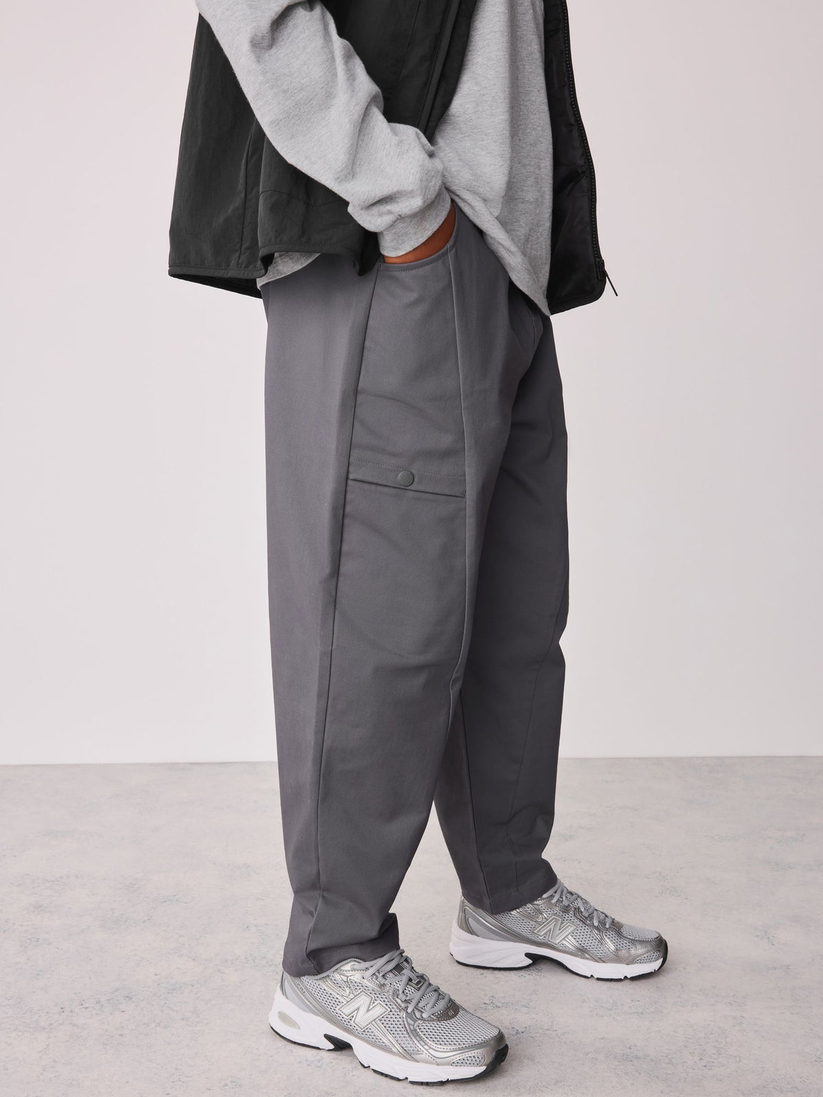 Baker by Ted Baker Black 3 Piece Gilet Grey Marl T-Shirt and Woven Cargo Trousers Set - image 11