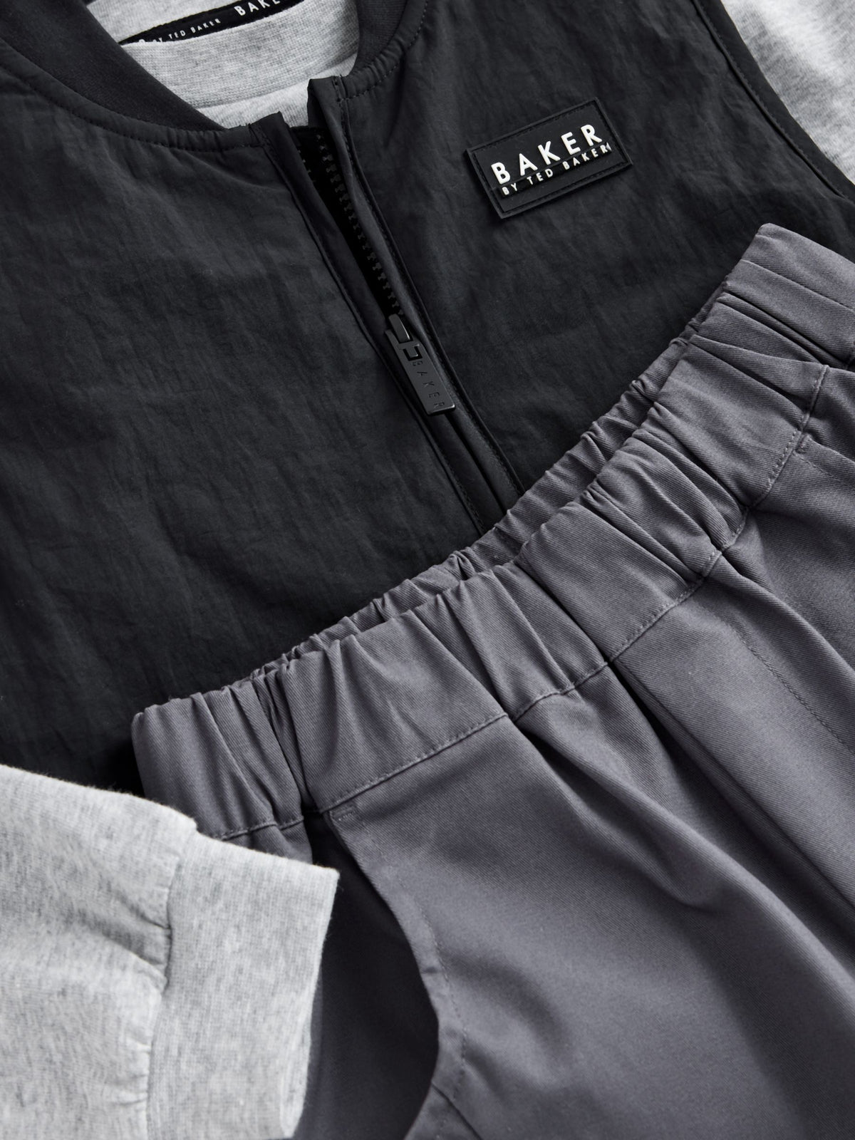 Baker by Ted Baker Black 3 Piece Gilet Grey Marl T-Shirt and Woven Cargo Trousers Set - image 18