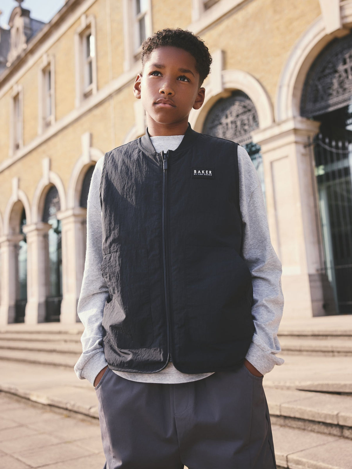 Baker by Ted Baker Black 3 Piece Gilet Grey Marl T-Shirt and Woven Cargo Trousers Set - image 6