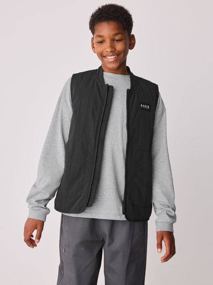 Baker by Ted Baker Black 3 Piece Gilet Grey Marl T-Shirt and Woven Cargo Trousers Set - image 9