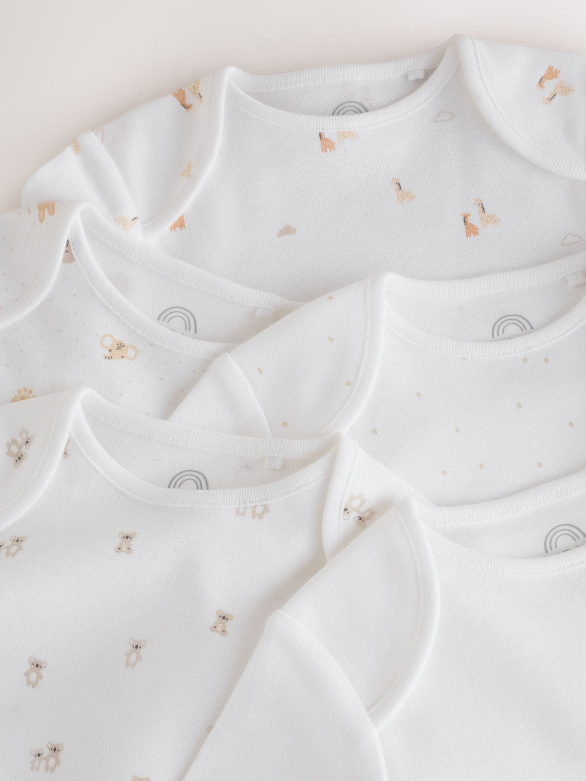 Dsiney Kidz - White Mini Safari Animals Long Sleeve Baby Bodysuits 5 Pack image 9