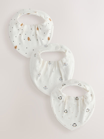 White Winter Character Dribble Bibs 3 Pack - image 1