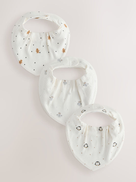 White Winter Character Dribble Bibs 3 Pack - image 1