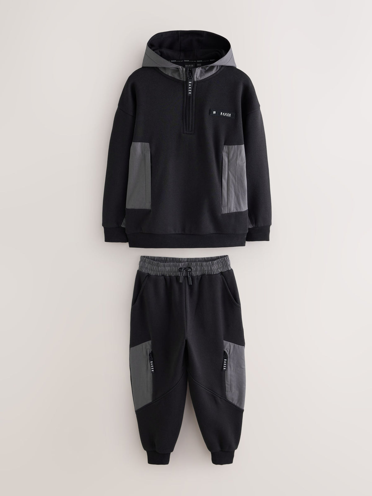 Baker by Ted Baker Black/Grey Oversized Blue Funnel Neck Hoodie and Joggers Set - image 1