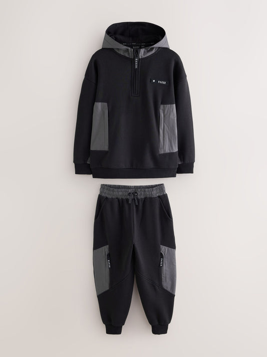 Baker by Ted Baker Black/Grey Oversized Blue Funnel Neck Hoodie and Joggers Set - image 1