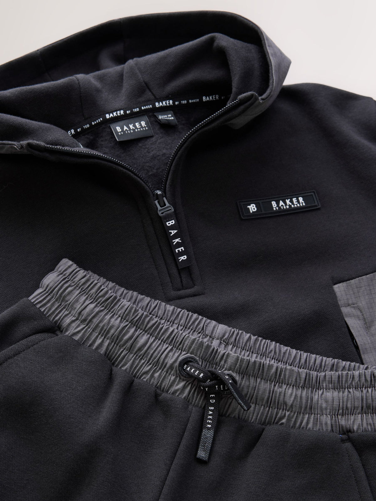 Baker by Ted Baker Black/Grey Oversized Blue Funnel Neck Hoodie and Joggers Set - image 3