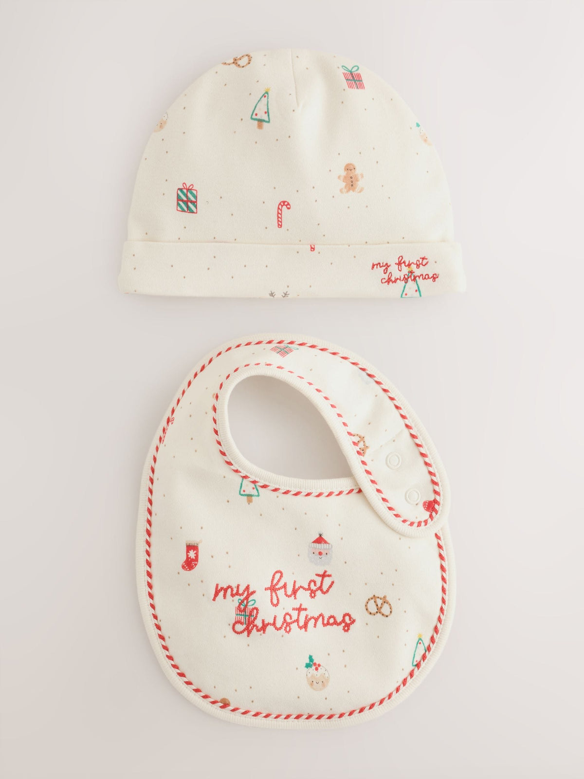 White/Red My First Christmas Baby Hat & Bib Set (0-12mths) - image 1