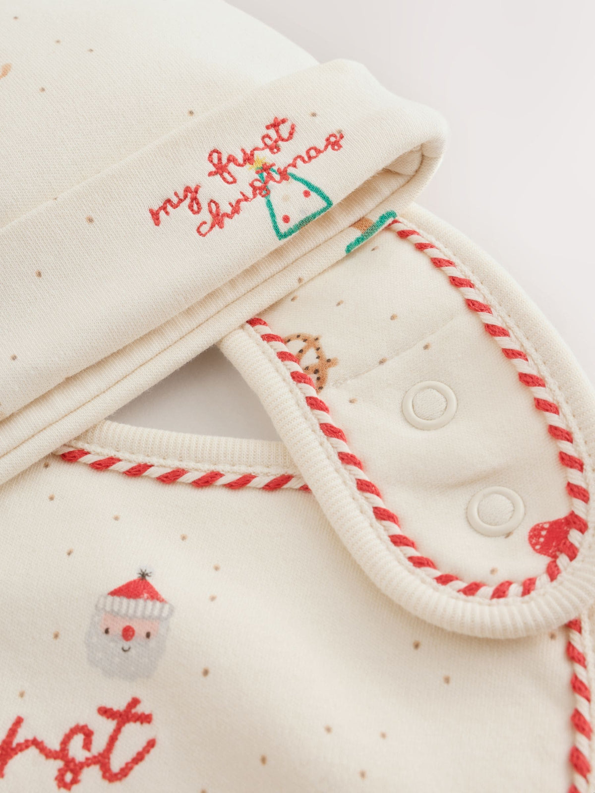 White/Red My First Christmas Baby Hat & Bib Set (0-12mths) - image 4