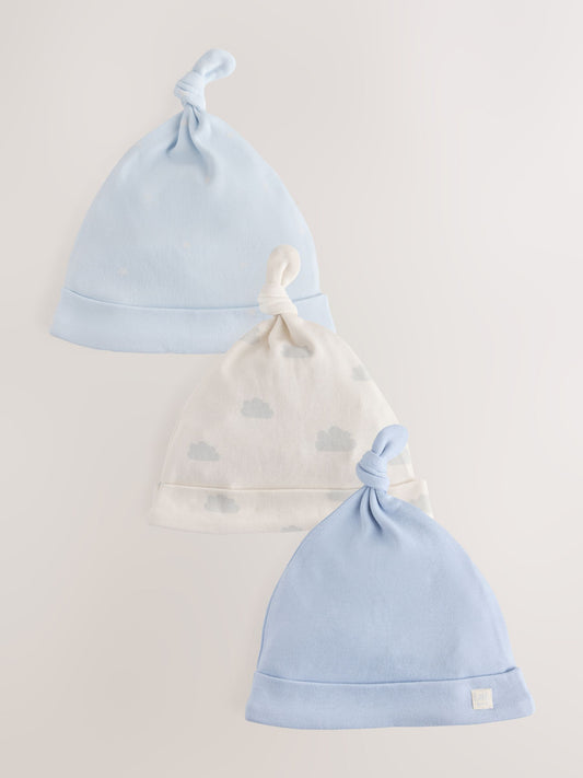 Pale Blue Cloud Beanies 3 Pack (0-12mths) - image 1