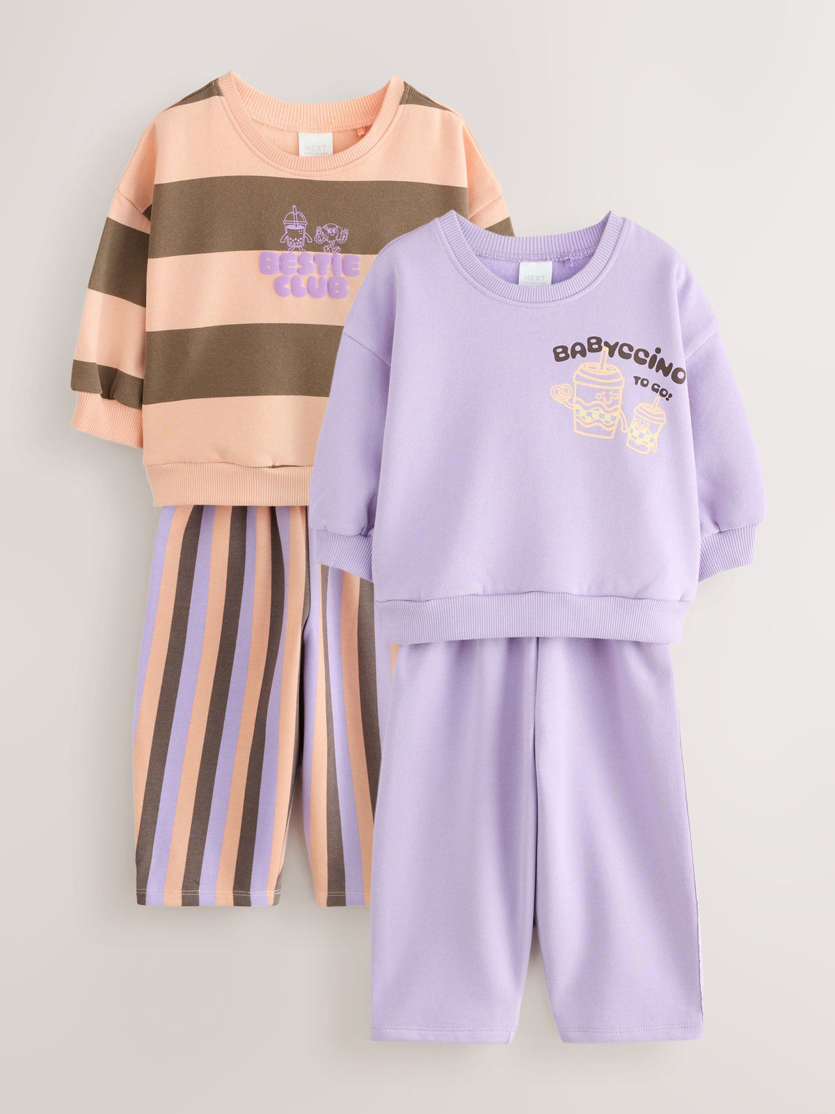 Pink/Purple Sweatshirt and Barrel Trousers Set 2 Pack (3mths-7yrs) - image 1