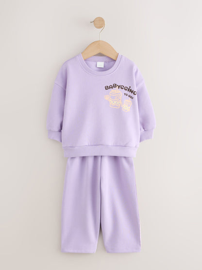 Pink/Purple Sweatshirt and Barrel Trousers Set 2 Pack (3mths-7yrs) - image 2