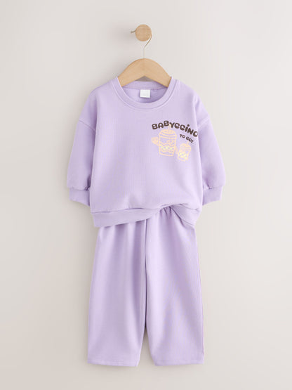 Pink/Purple Sweatshirt and Barrel Trousers Set 2 Pack (3mths-7yrs) - image 4