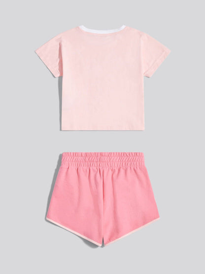 Dsiney Kidz - U.S. Polo Assn. Pink Script Graphic T-Shirt & Sweat Shorts Set image 1