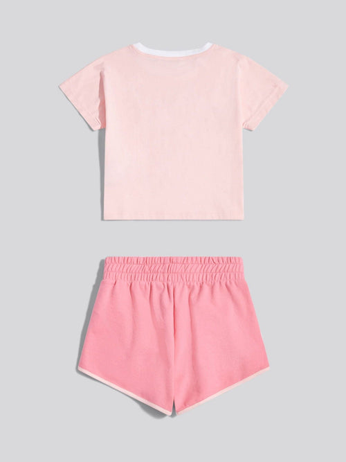 Dsiney Kidz - U.S. Polo Assn. Pink Script Graphic T-Shirt & Sweat Shorts Set image 1