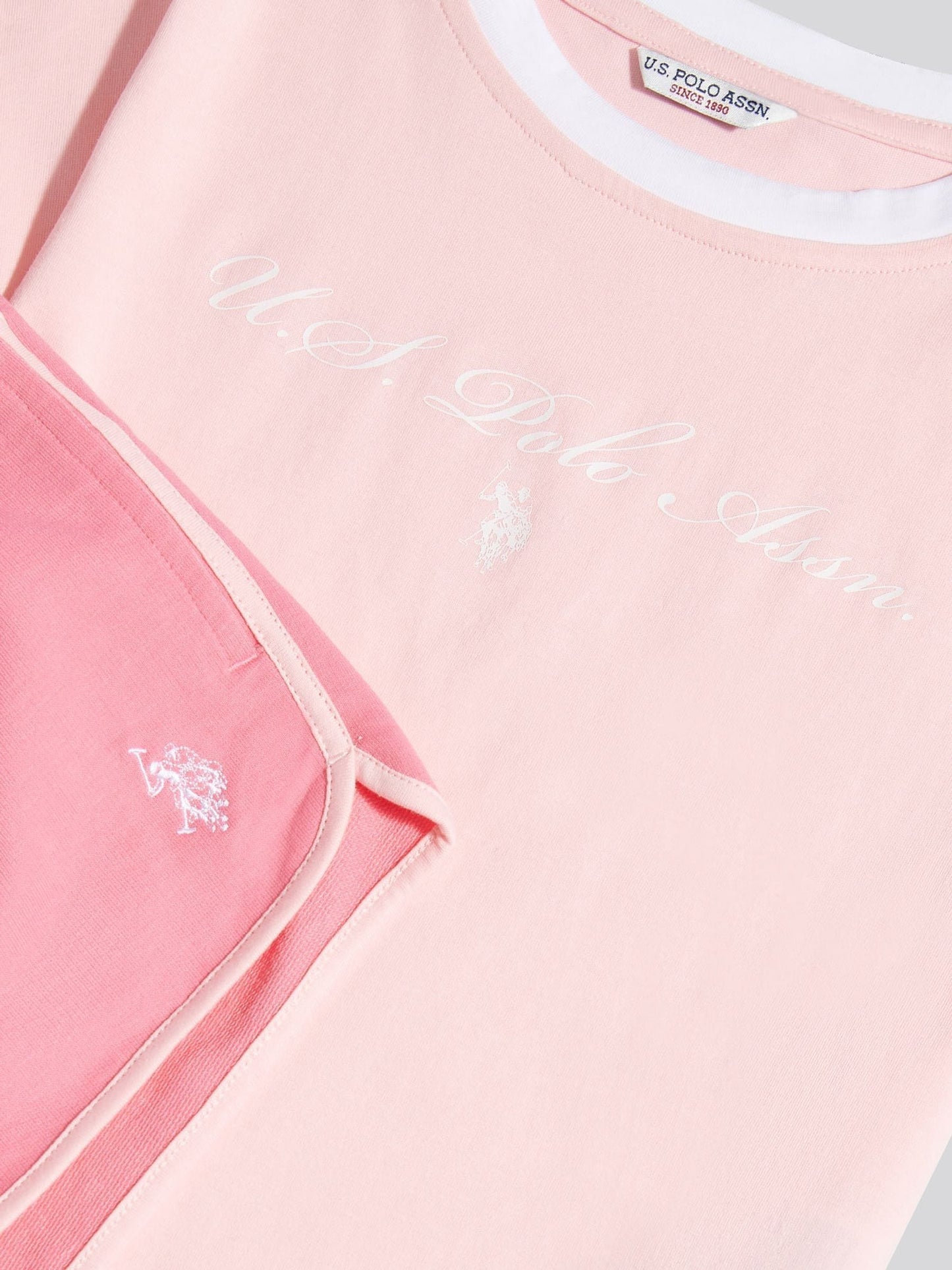 Dsiney Kidz - U.S. Polo Assn. Pink Script Graphic T-Shirt & Sweat Shorts Set image 3