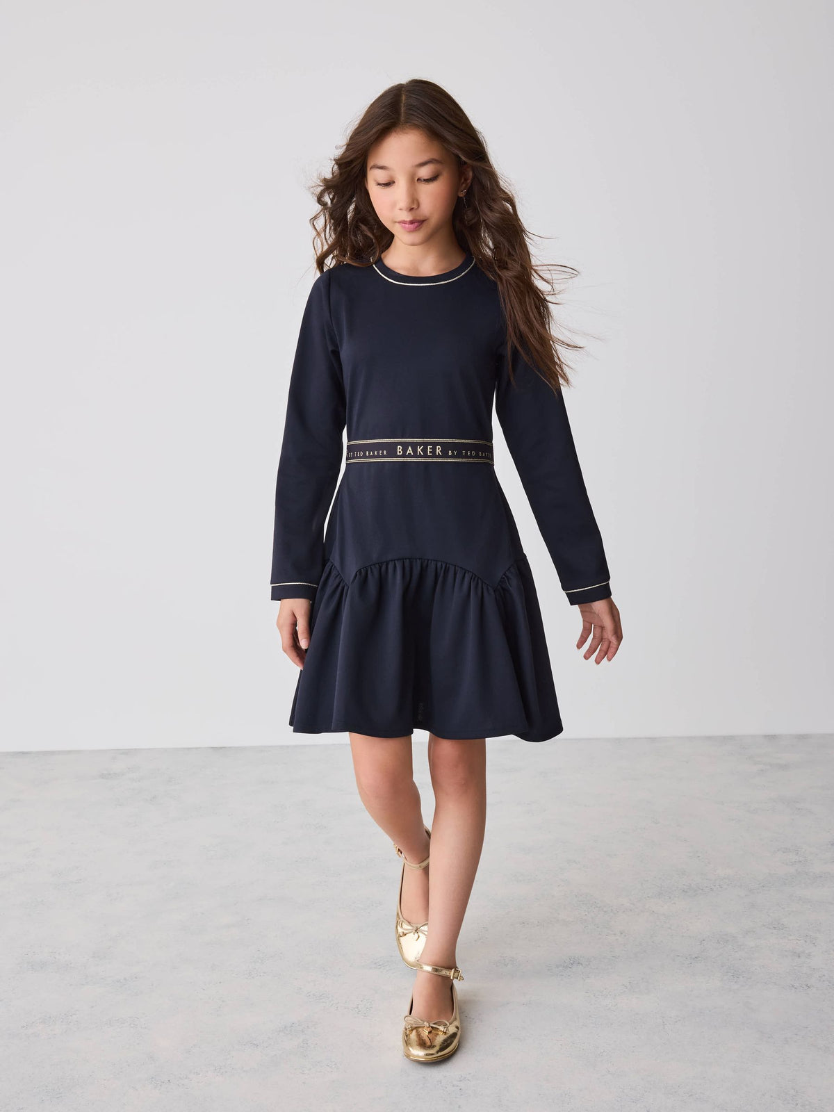 Baker by Ted Baker Navy Peplum Hem Ponte Dress - image 1