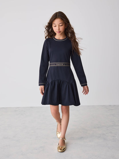 Baker by Ted Baker Navy Peplum Hem Ponte Dress - image 1