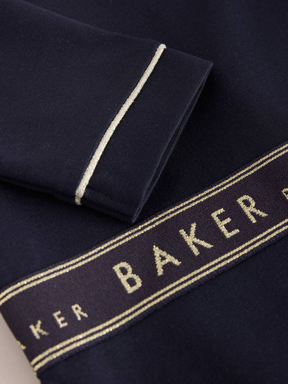 Baker by Ted Baker Navy Peplum Hem Ponte Dress - image 10