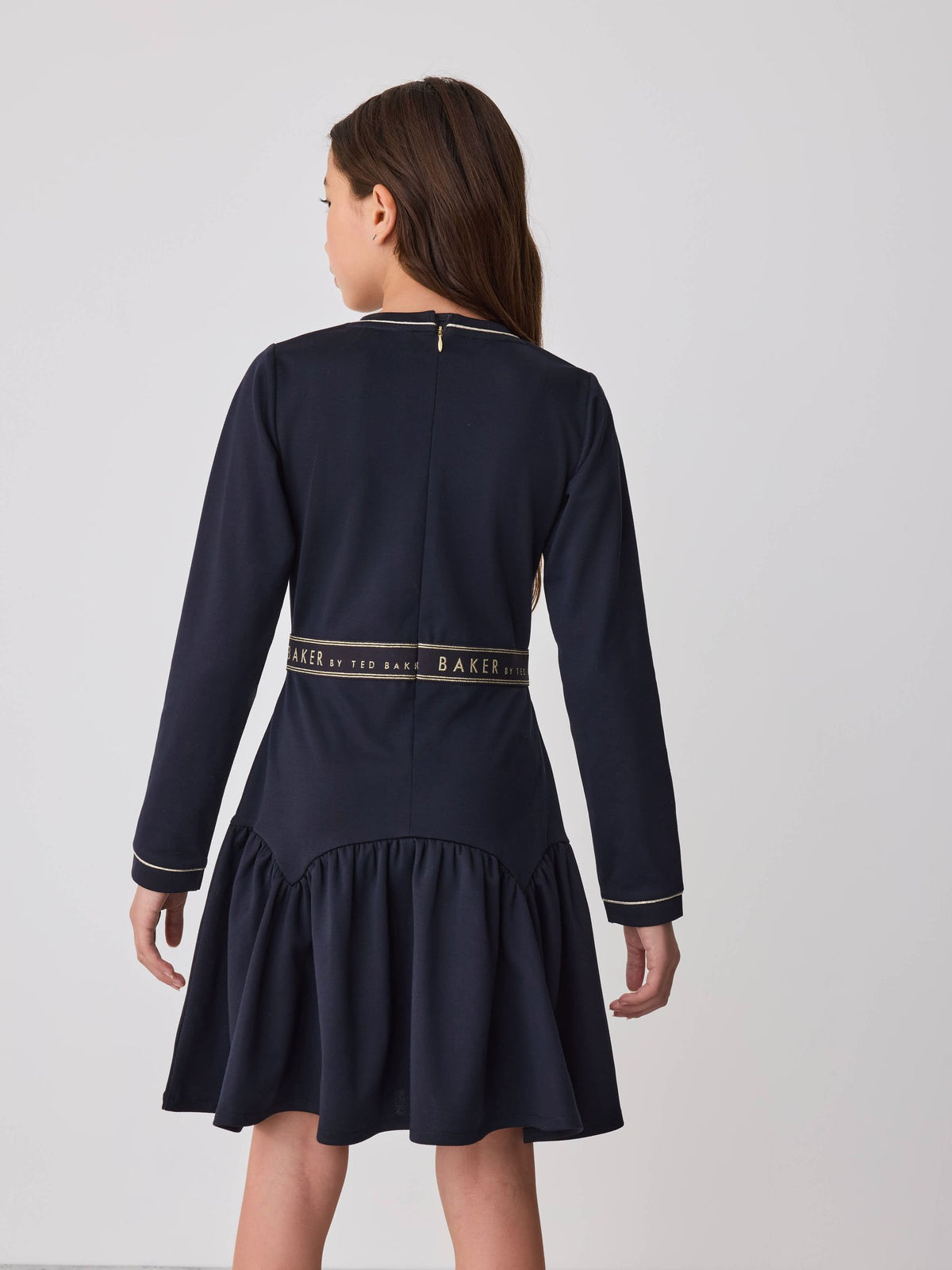 Baker by Ted Baker Navy Peplum Hem Ponte Dress - image 2