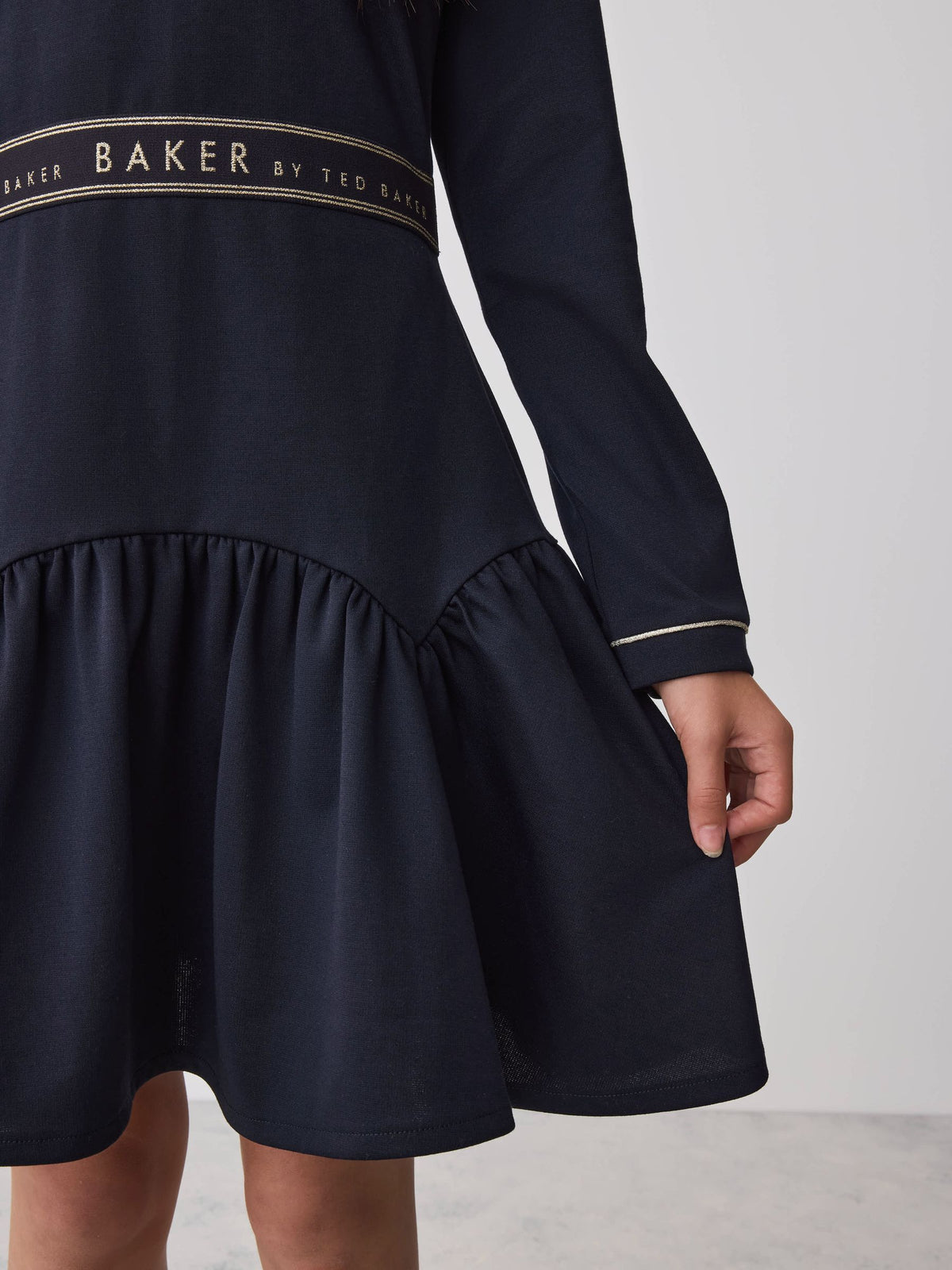 Baker by Ted Baker Navy Peplum Hem Ponte Dress - image 3