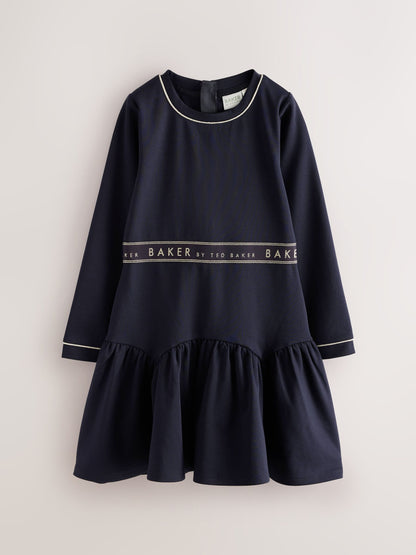 Baker by Ted Baker Navy Peplum Hem Ponte Dress - image 5
