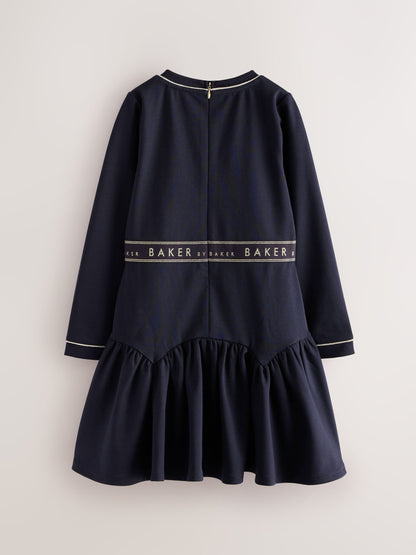 Baker by Ted Baker Navy Peplum Hem Ponte Dress - image 6